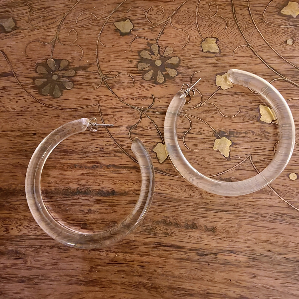 Clear Lucite Hoop Earrings